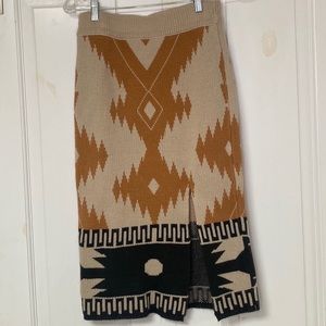 Western wool skirt with thigh slit